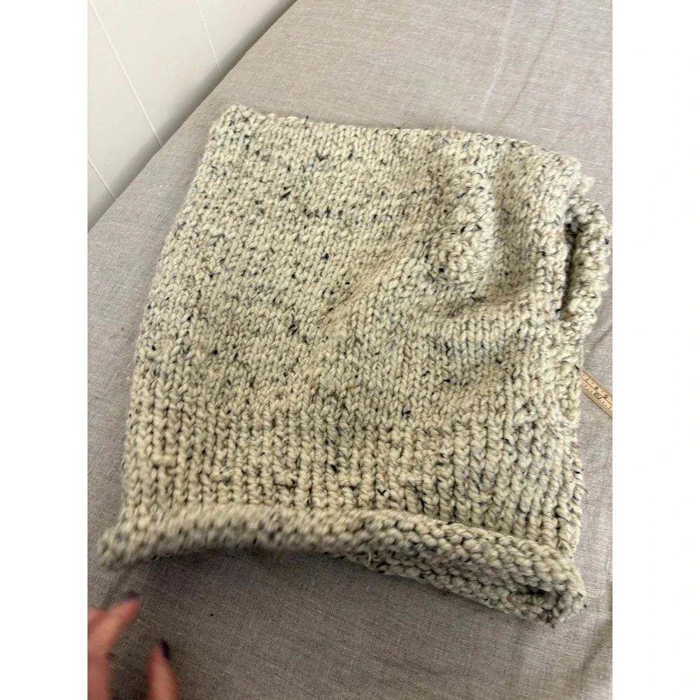 Unbranded Bear Ear Balaclava Hood Adult One Size Oatmeal Fleck Chunky Knit Snood